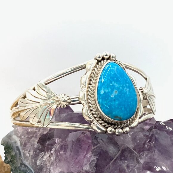 Kingsman Turquoise Navajo Sterling Silver 925 Cuff Bracelet Signed SY J810 - Picture 2 of 6